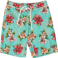 BEAR Mens Graphic Swimming Shorts Small Blue Floral Polyester Vintage Bear and Second-Hand Bear from Messina Hembry 