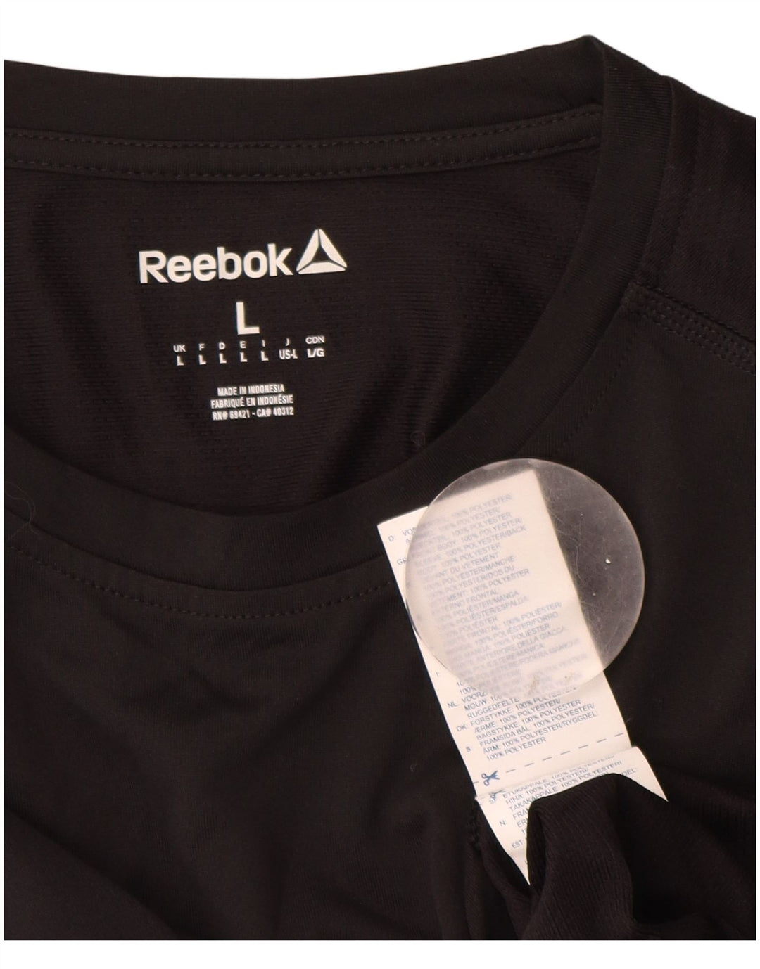 Reebok Mens Graphic Top Long Sleeve Large Black Polyester