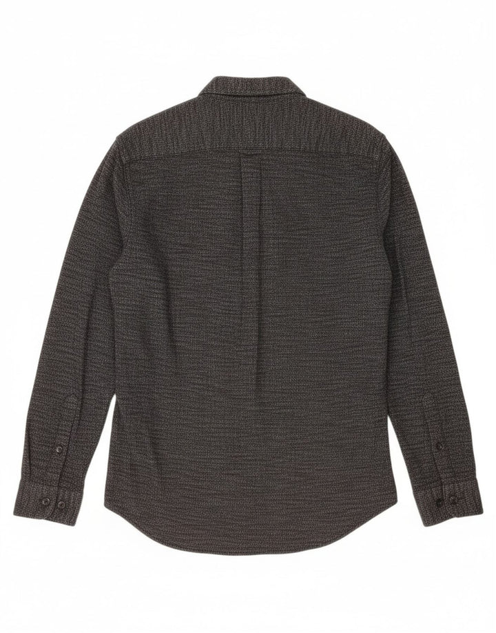 FARAH Mens Slim Fit Flannel Shirt Medium Grey Flecked Cotton