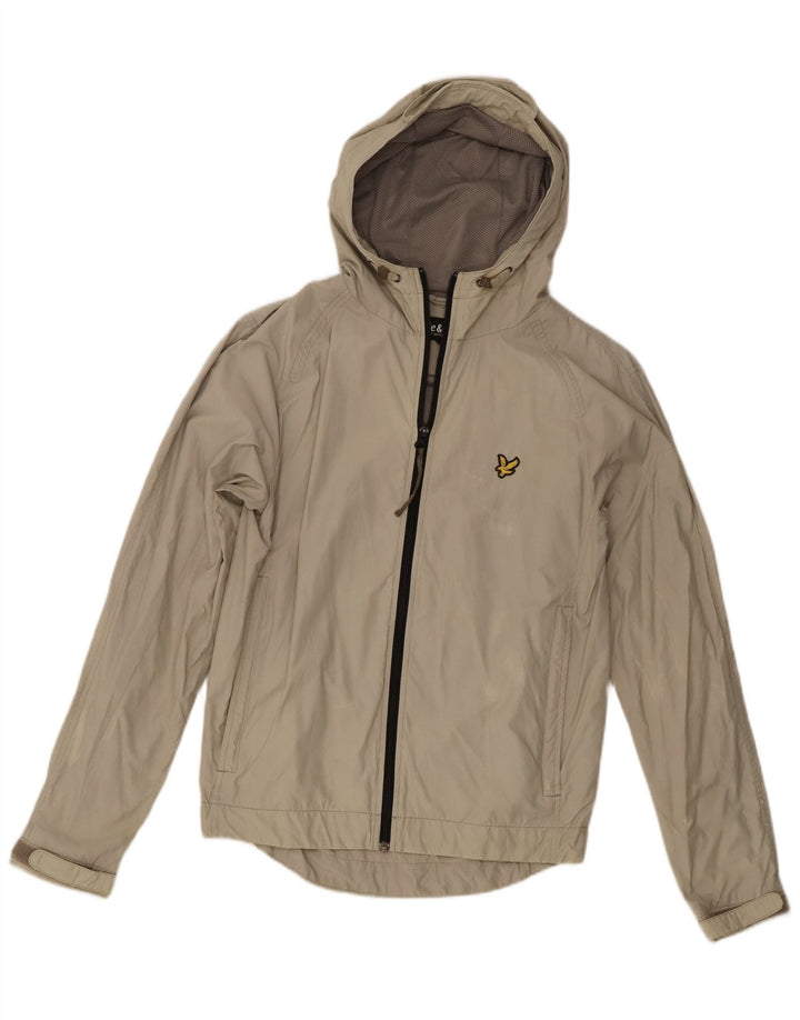 Lyle & Scott Mens Hooded Rain Jacket UK 36 Small Beige Nylon