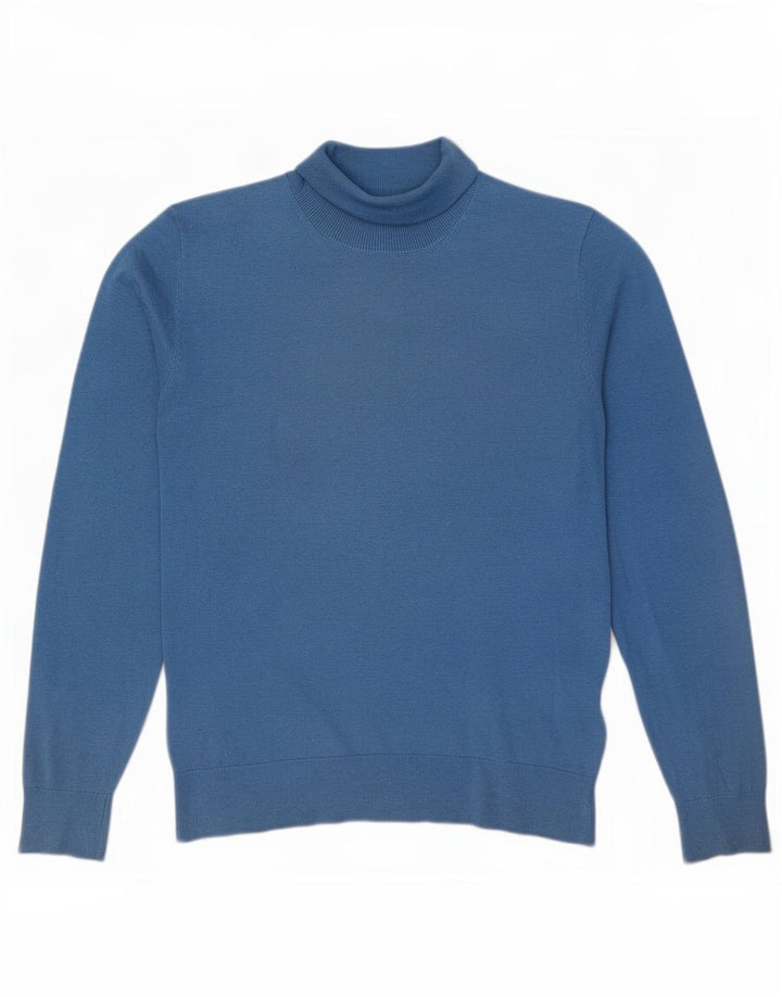 Pulover pentru femei Massimo Dutti cu gât rulat, UK 14, mătase albastră medie