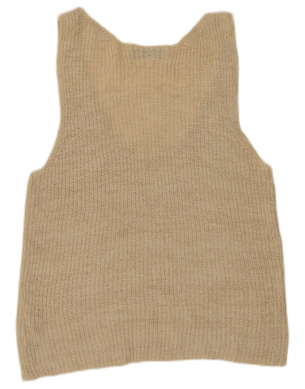 Zara Damen Weste Tank Top UK 14 Large Beige Acryl