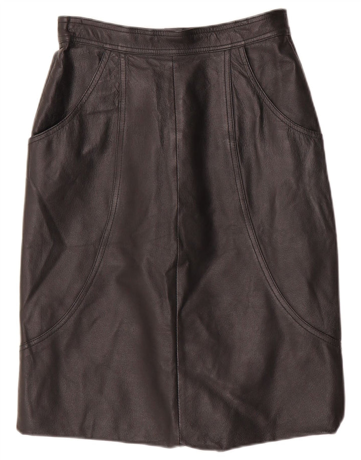 CANDA Womens Leather Skirt IT 36 XS W24  Black Leather