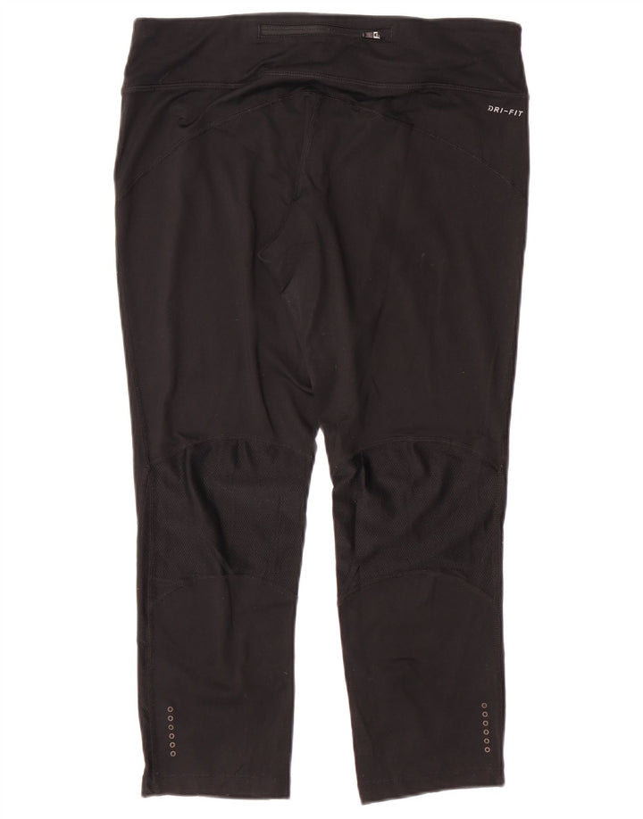NIKE Womens Dri Fit Capri Leggings UK 14 Large Schwarz Polyester