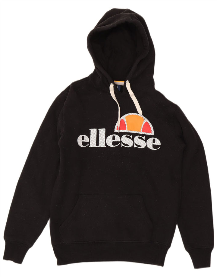 Ellesse Mens Graphic Hoodie Jumper Small Black Cotton