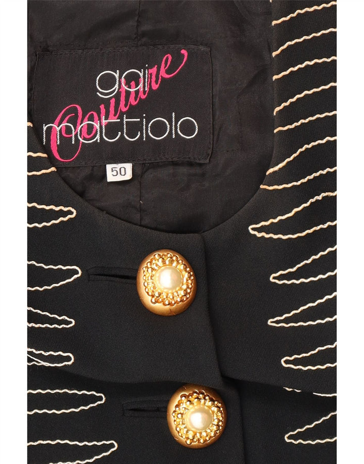 Gai Mattiolo Womens 6 Button Blazer Jacket IT 50 XL Black Striped