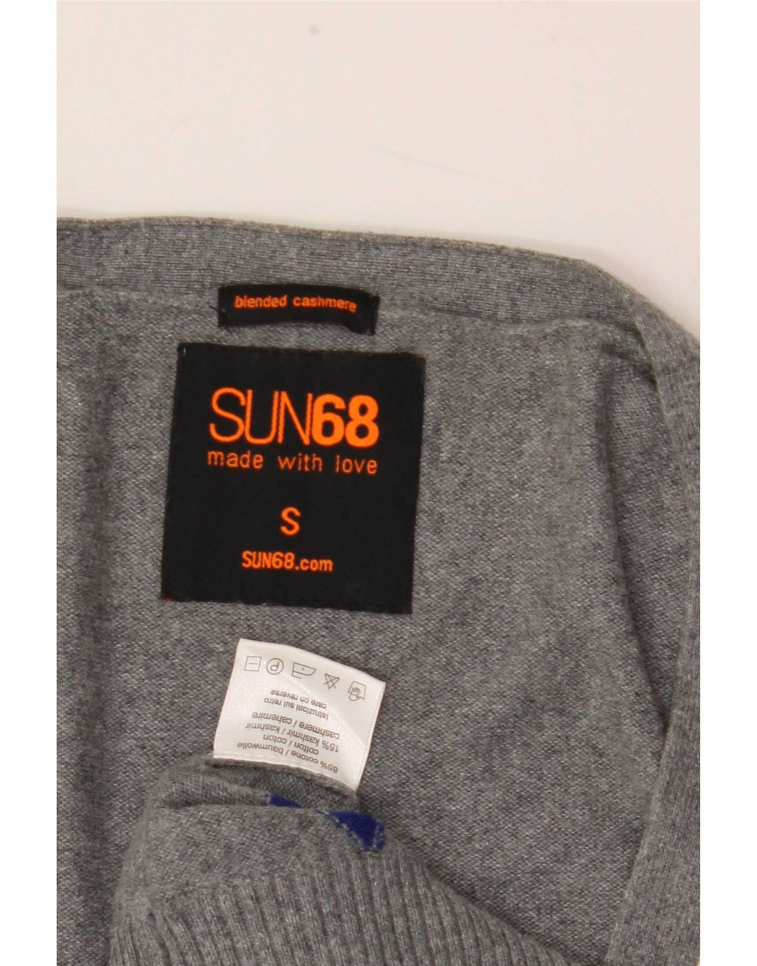 Sun68 Mens Cardigan Sweater Small Grey Argyle/Diamond Cotton