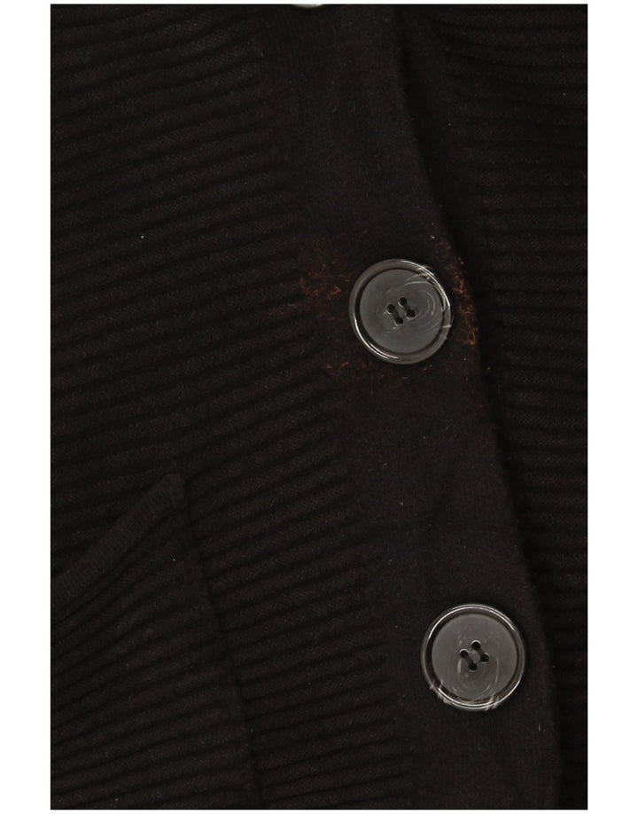 Zara Womens Crop Oversized Cardigan Sweater UK 10 Small Black Classic