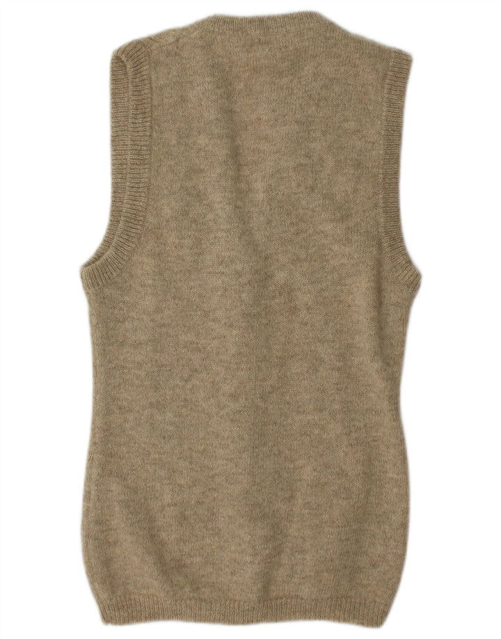 Stefanel Womens Sleeveless Cardigan Sweater UK 14 Medium Beige