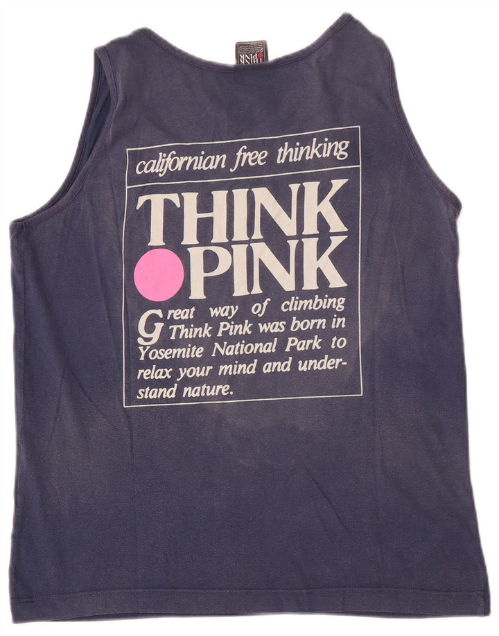 Think Pink Mens Graphic Vest Top Small Navy Blue Cotton
