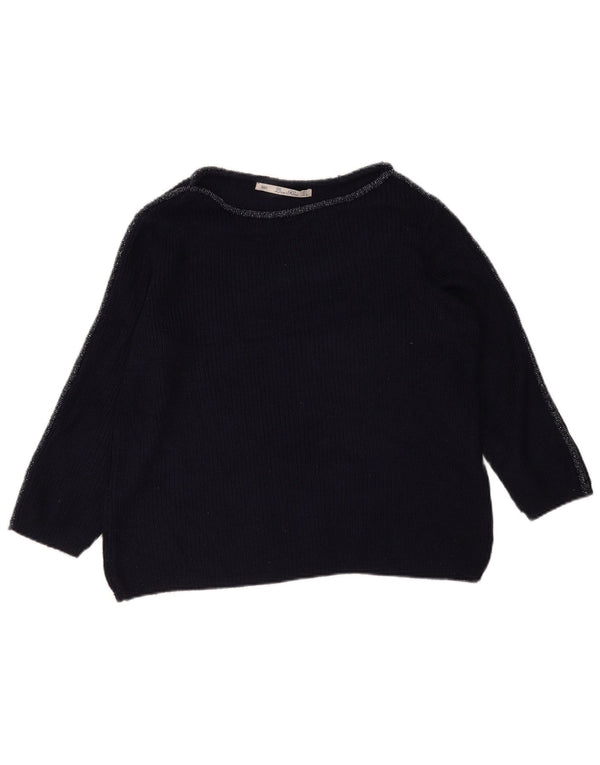 Zara Pull surdimensionné à col bateau pour femme UK 16 Large Bleu marine