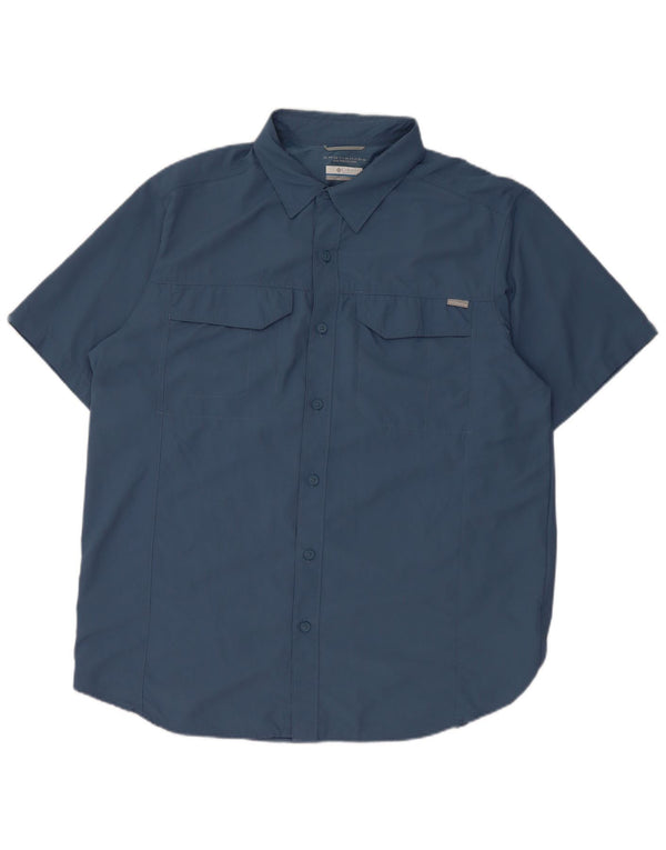 Columbia Mens Omni-Shade rövid ujjú ing nagy kék nylon