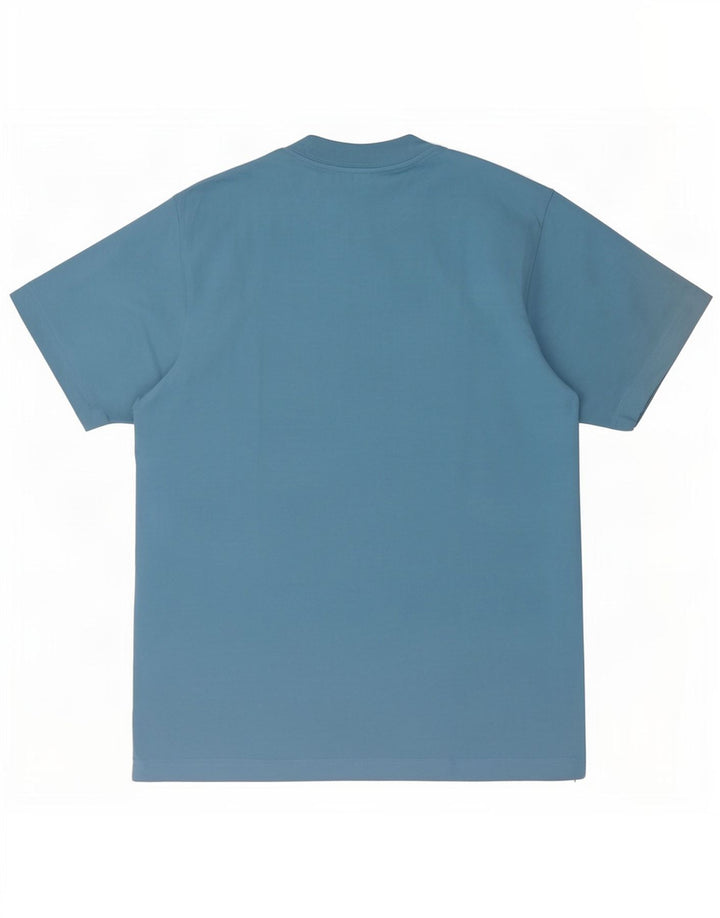 T-shirt grafica da uomo vintage in cotone blu medio