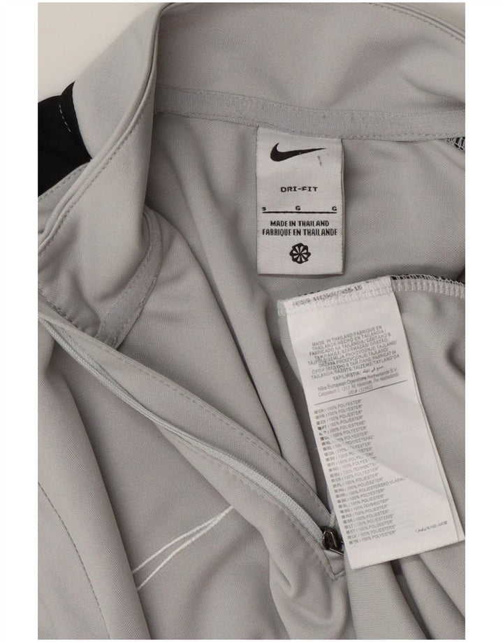Nike Mens Dri Fit Zip Neck Pullover Tracksuit Top Small Grey Colourblock