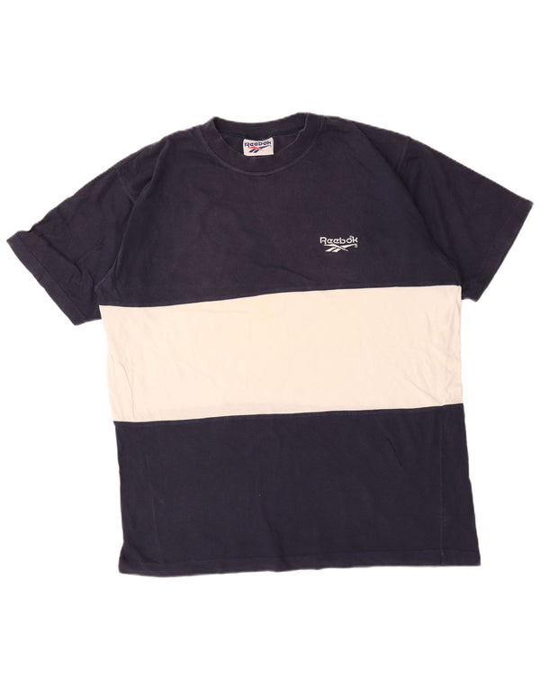 T-shirt Reebok da uomo Top XL blu navy in cotone color block