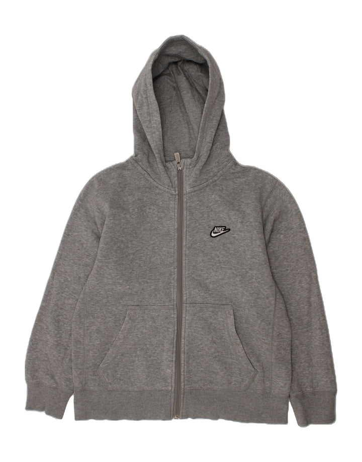 NIKE Boys Zip Hoodie Sweater 10-11 Years Medium Grey Cotton Vintage Nike and Second-Hand Nike from Messina Hembry 