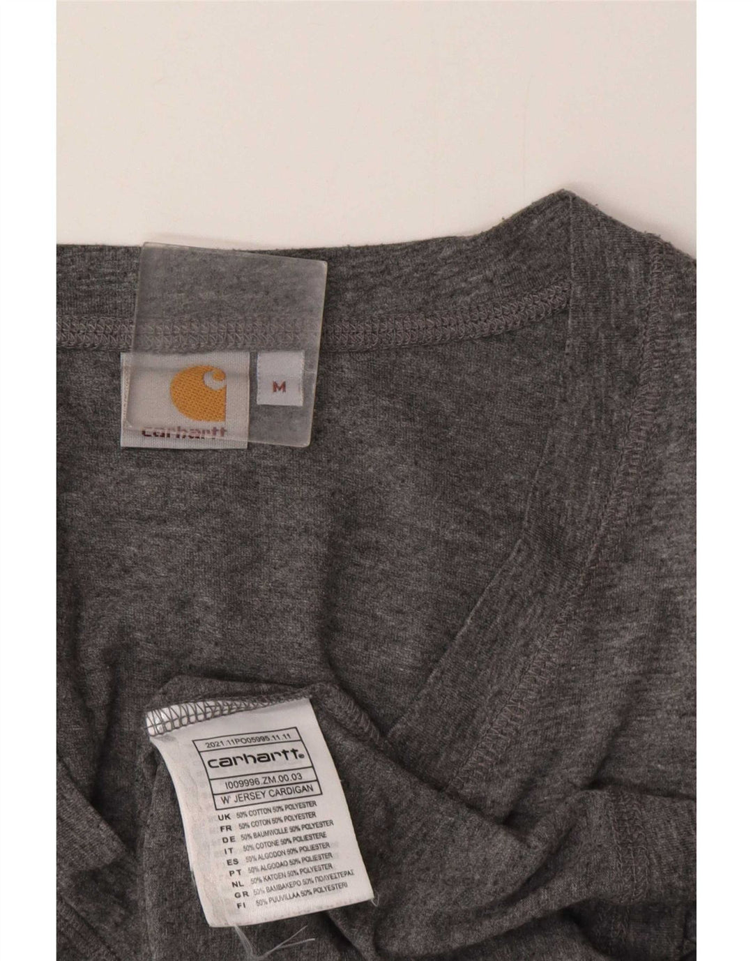 Carhartt Womens Cardigan Sweater UK 14 Medium Grey Cotton