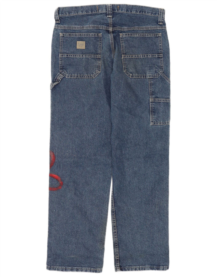Lee Womens Cargo Straight Jeans W32 L30 Blue Floral Cotton