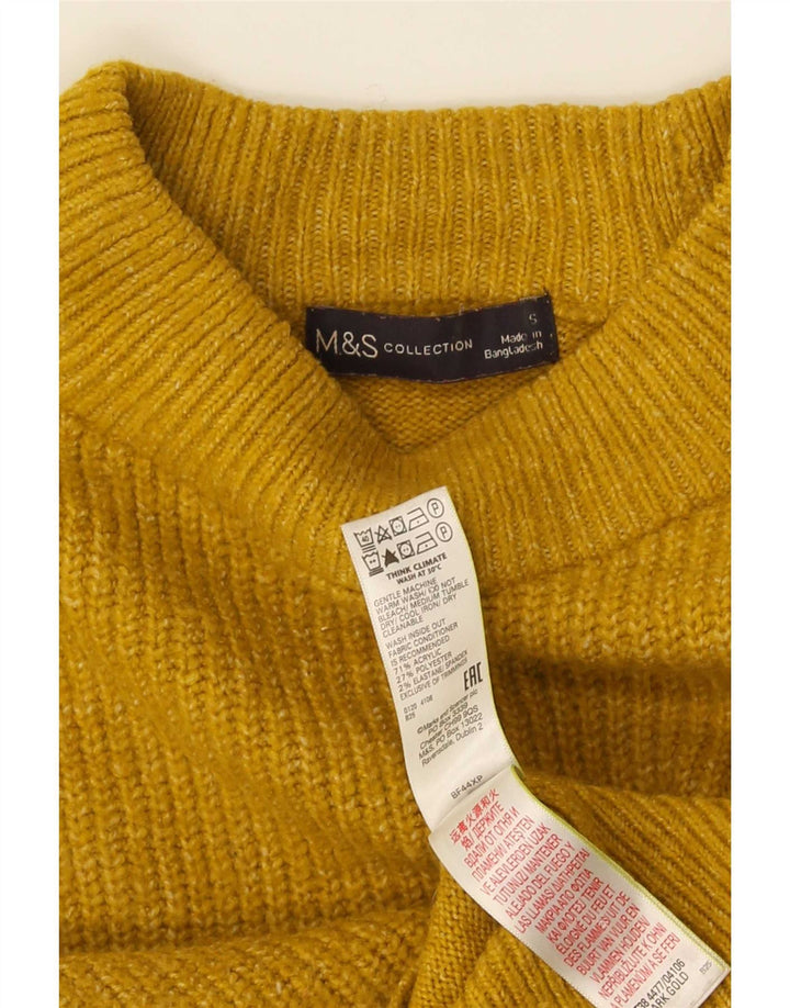 Marks & Spencer Womens Crew Neck Jumper Sweater UK 10 Small Yellow