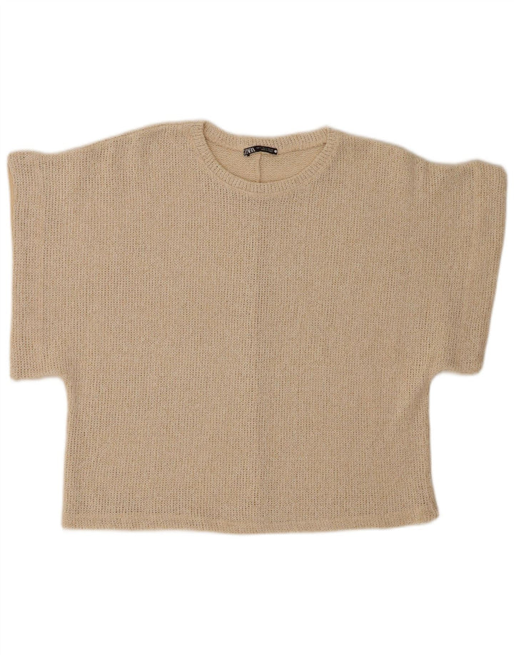 Zara Womens Oversized Blouse Top UK 10 Small Beige Flecked