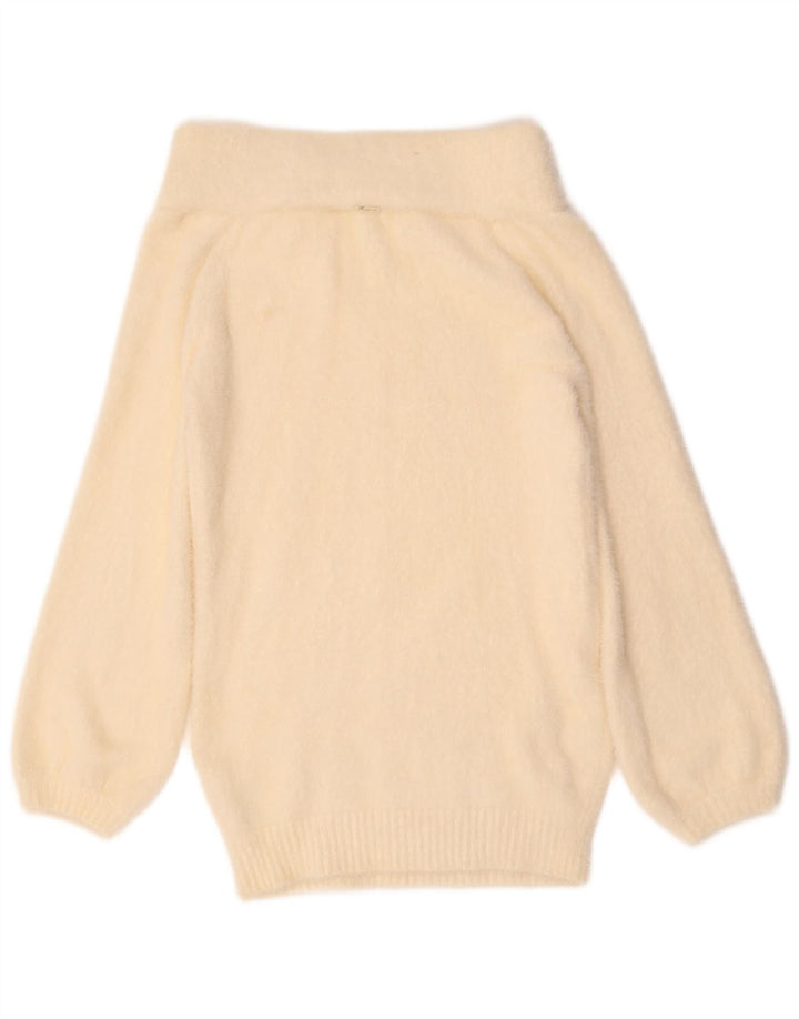 Guess Womens Oversized Roll Neck Jumper Sweater UK 4 XS Off White Polyamide