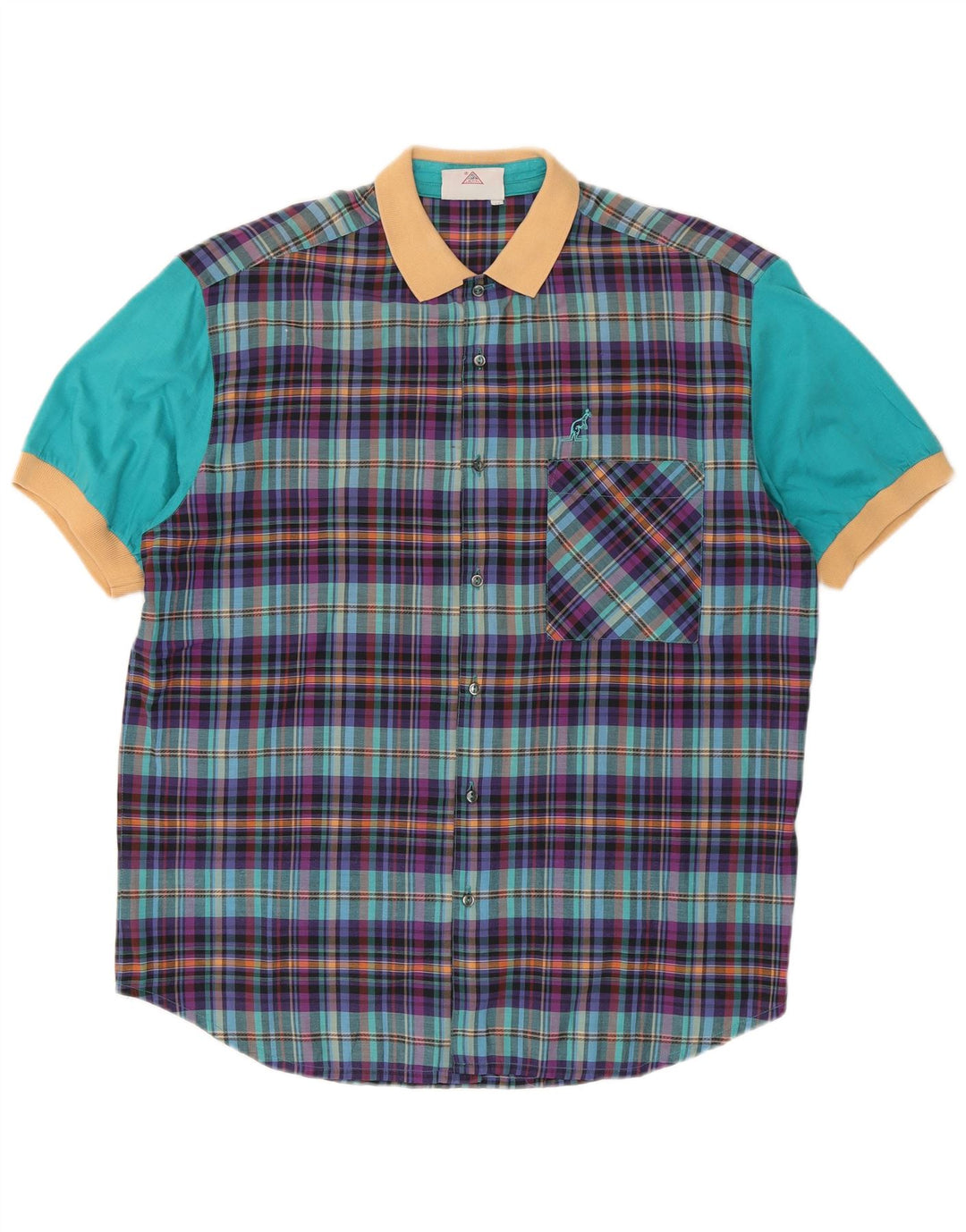 AUSTRALIAN L'ALPINA Mens Short Sleeve Shirt IT 52 Large Multicoloured Check