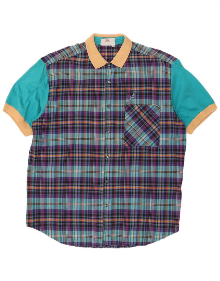 AUSTRALIAN L'ALPINA Mens Short Sleeve Shirt IT 52 Large Multicoloured Check