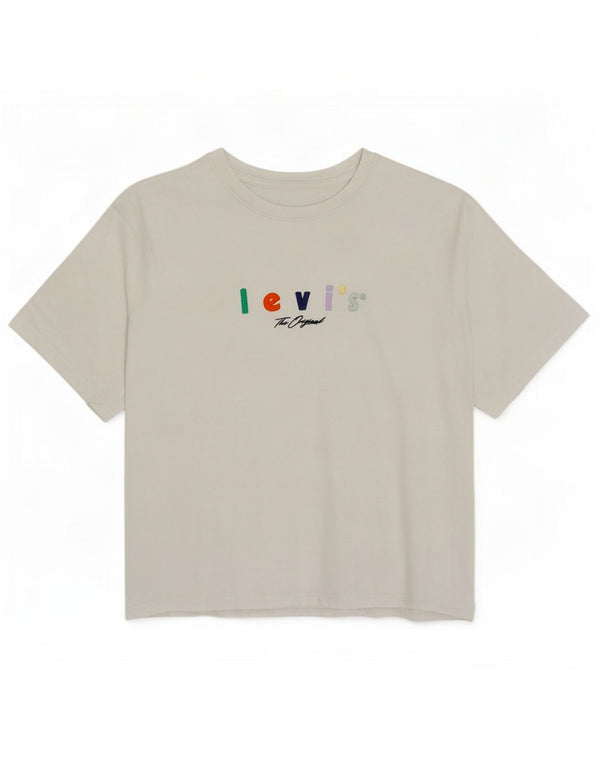 Levi's Womens Relaxed Fit Graphic T-Shirt Top UK 14 Medium White