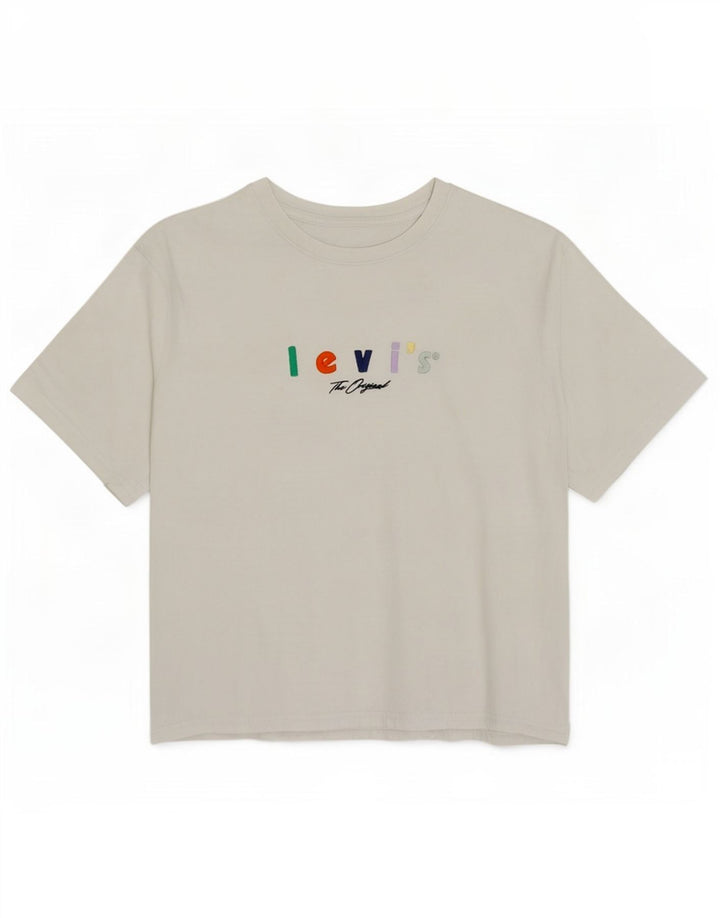 Levi's Womens Relaxed Fit Graphic T-Shirt Top UK 14 Medium White