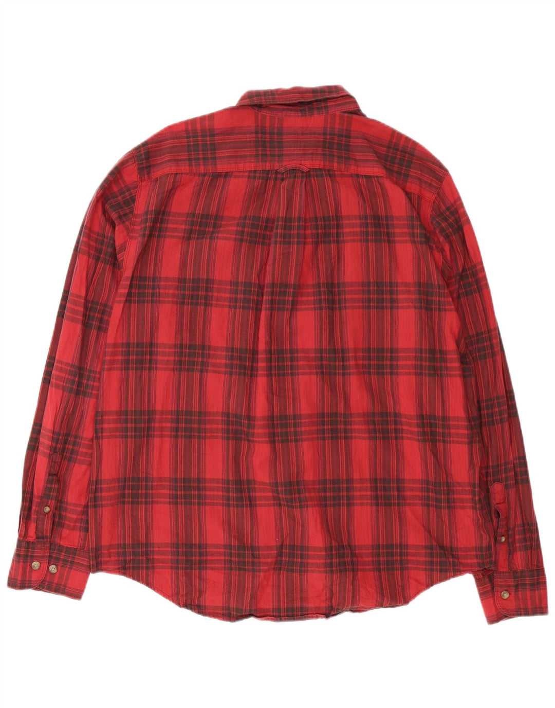 Eddie Bauer Mens Flannel Shirt XL Red Plaid Cotton
