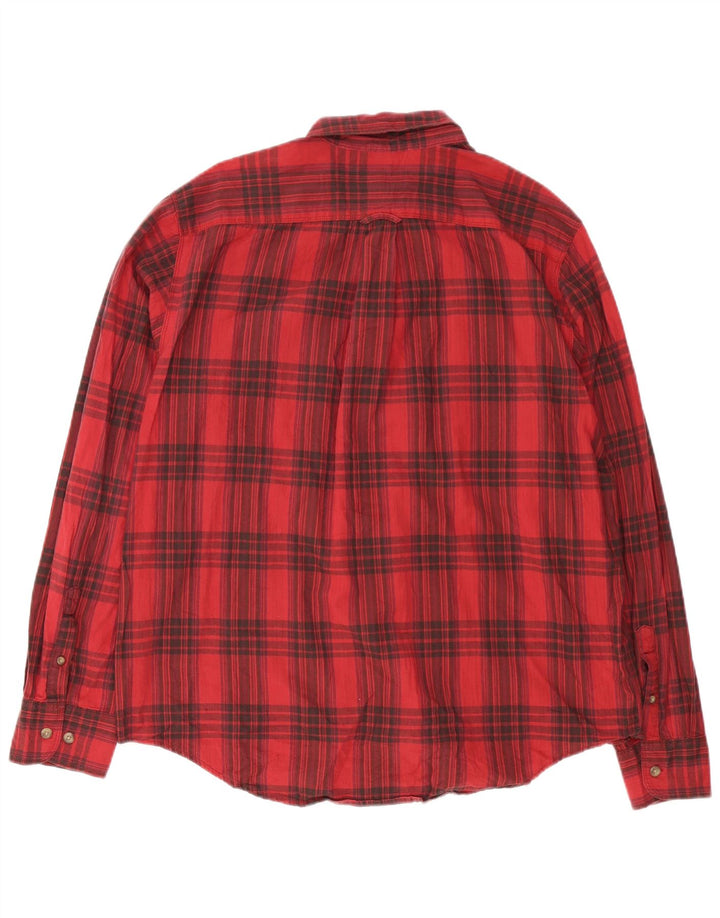 Eddie Bauer Mens Flannel Shirt XL Red Plaid Cotton