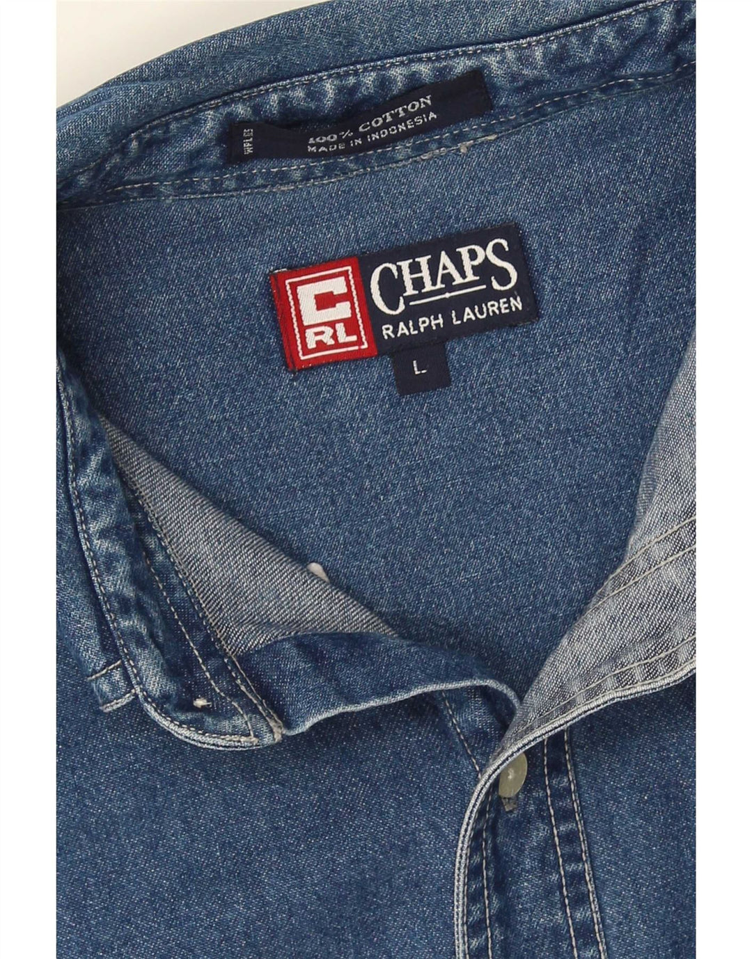 Chaps Ralph Lauren Mens Denim Shirt Large Blue Cotton