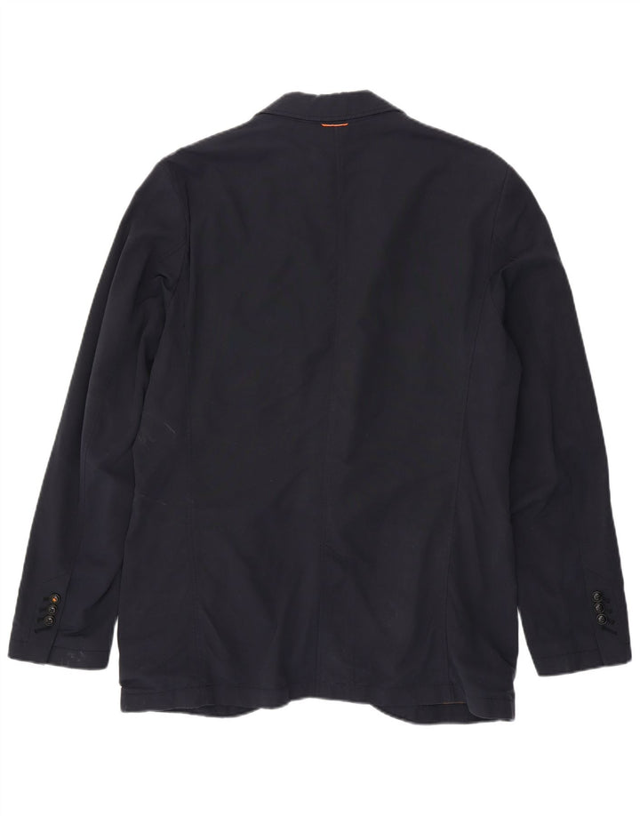 Hugo Boss Mens 2 Button Blazer Jacket EU 54 2XL Navy Blue Cotton