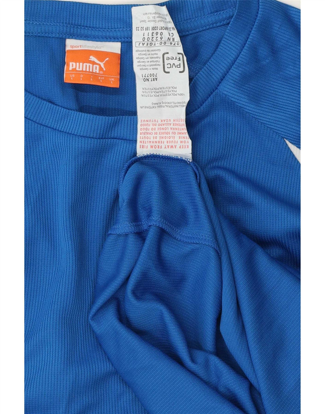 Puma Mens Top Long Sleeve Large Blue Striped Polyester