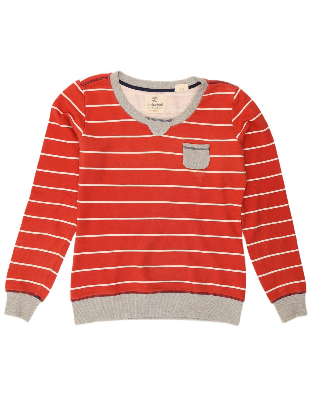 Timberland Womens Oversized Sweatshirt Jumper UK 10 Small Red Striped