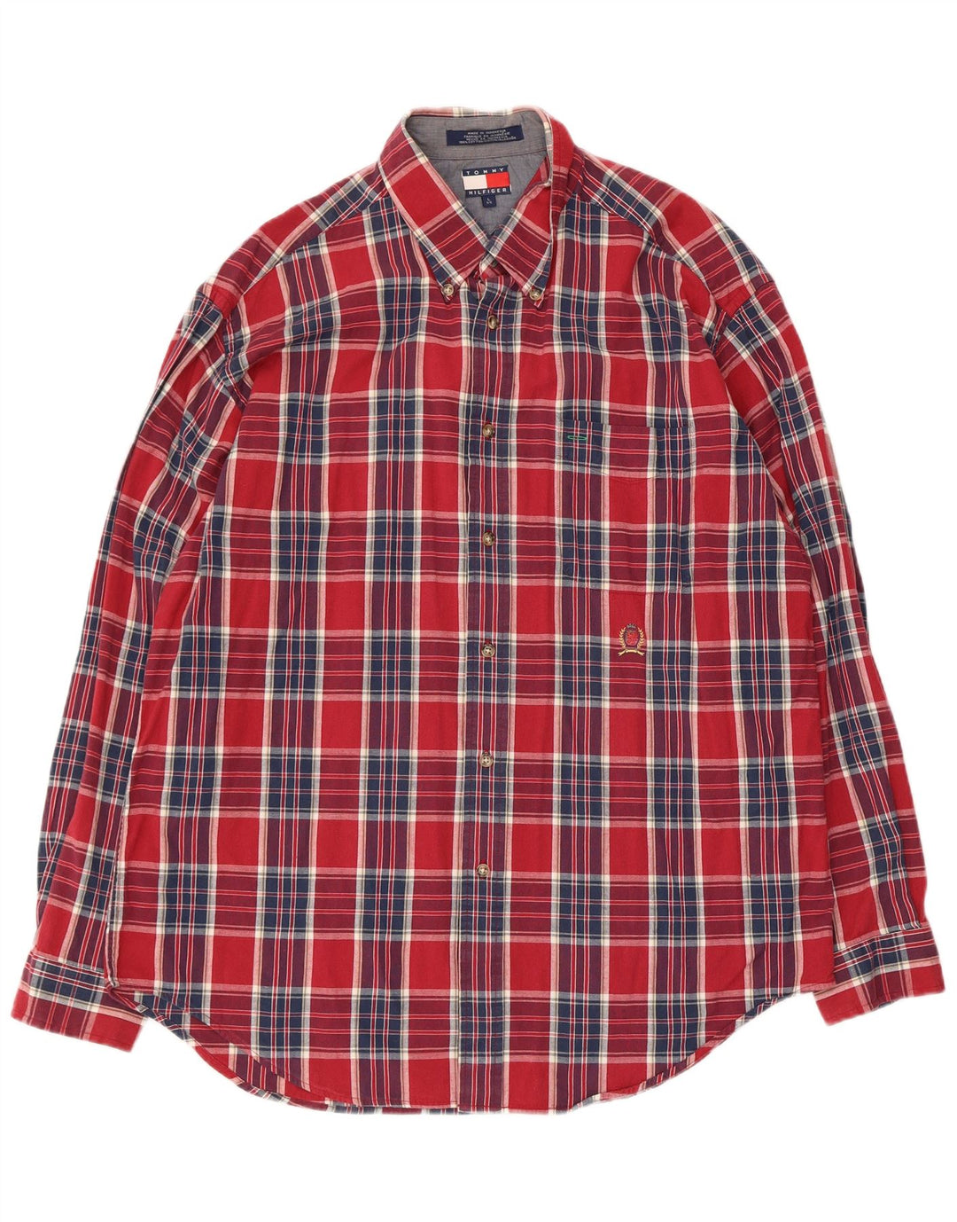 Camicia da uomo Tommy Hilfiger grande cotone a quadri rossi