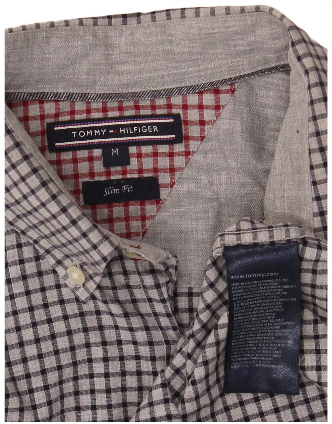 Tommy Hilfiger Chemise Slim Fit Homme Gris Moyen Vichy Coton