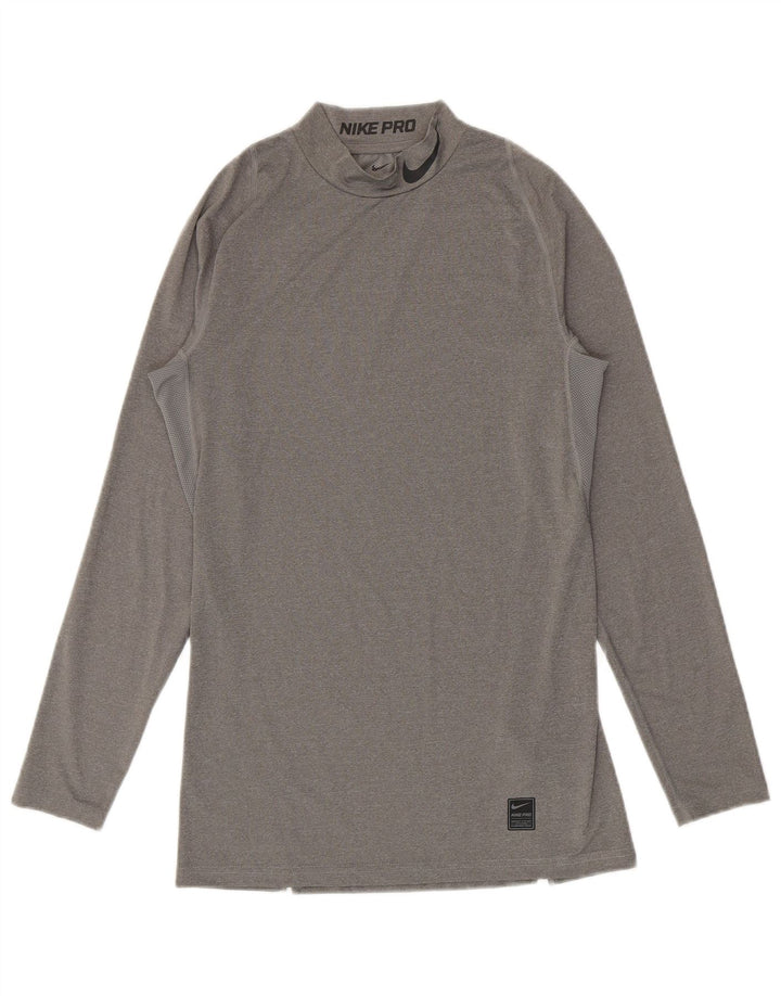 Nike Mens Graphic Top Long Sleeve Large Grey Polyester