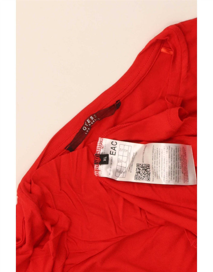 Guess Womens T-Shirt Top UK 16 Large Red Viscose