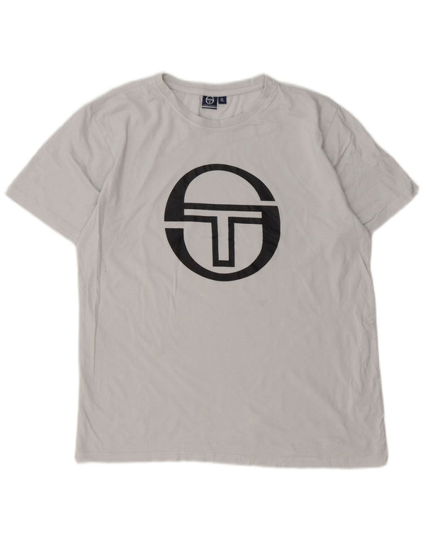 Sergio Tacchini Herre grafisk T-shirt Top XL Grå Bomuld