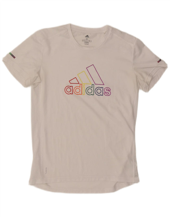 Adidas muška majica kratkih rukava s grafičkim motivima za trčanje, srednji bijeli poliester