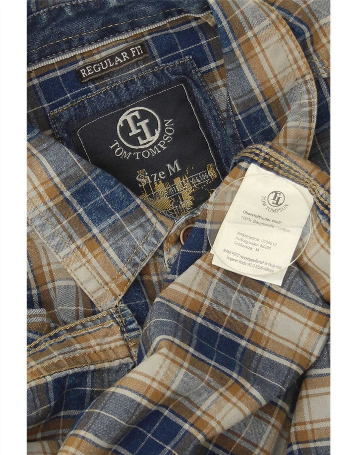 Tom Tompson Camisa de corte regular para hombre de algodón a cuadros azul marino mediano