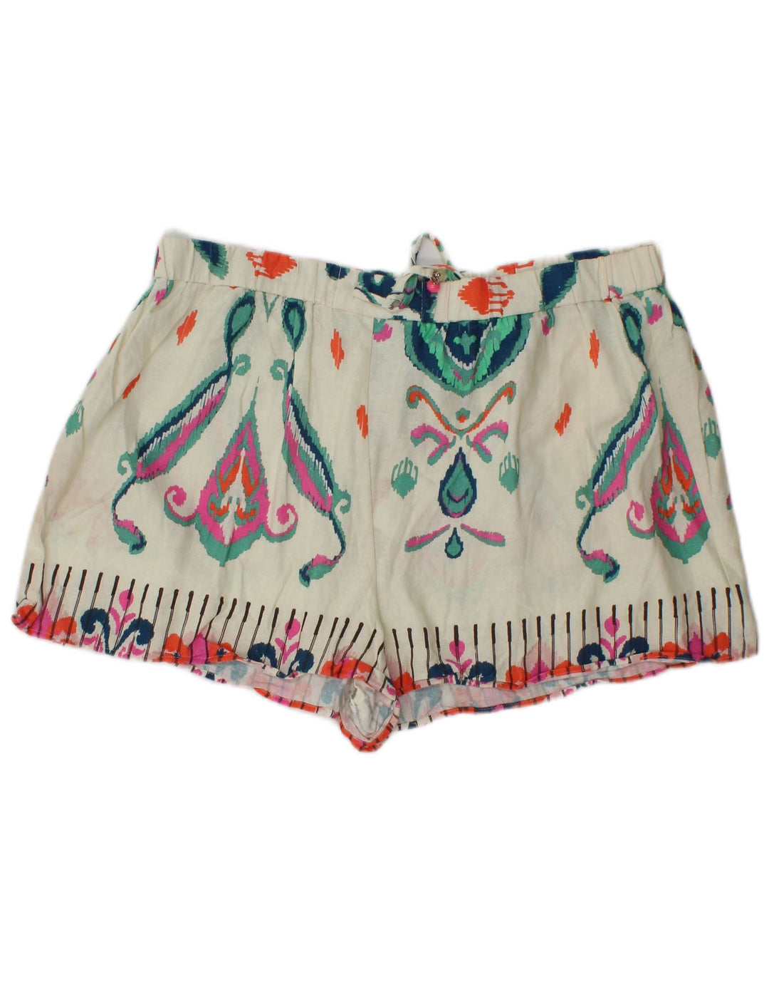 Zara Dame Hot Pants 2XL W38 Hvid Ikat Linned