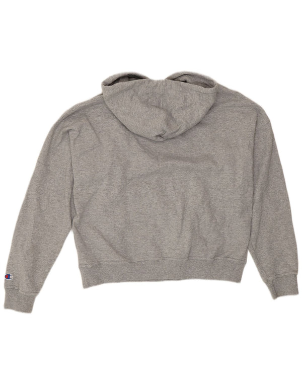 Champion Womens Graphic Oversized Hoodie Jumper UK 14 Medium Grey Flecked