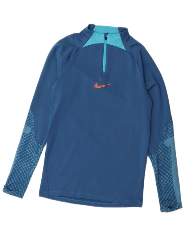 Nike Dri Fit Zip Neck Slim Pull Survêtement Haut XS Bleu Géométrique