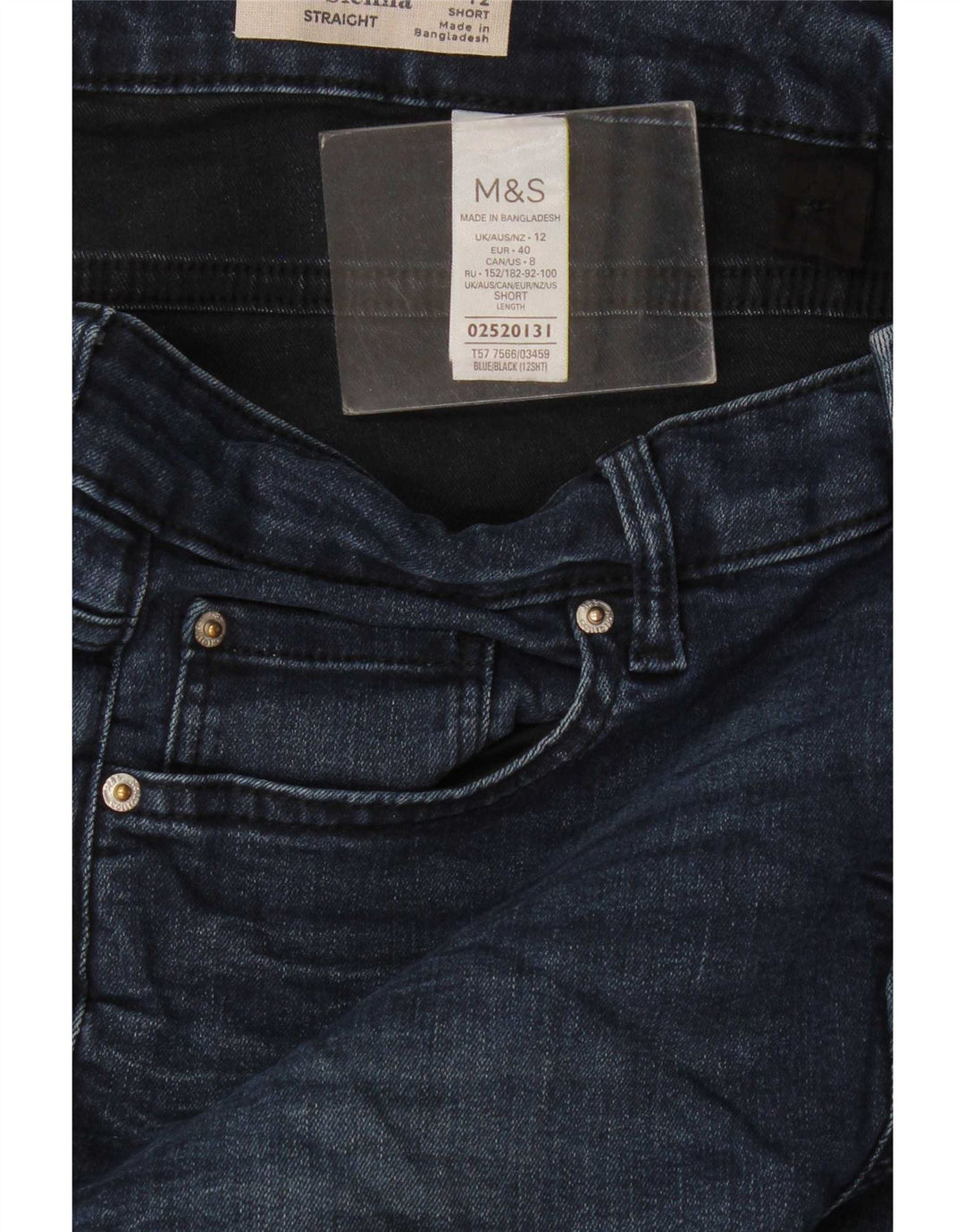 Marks & Spencer Womens Straight Jeans UK 12 Medium W30 L28 Navy Blue