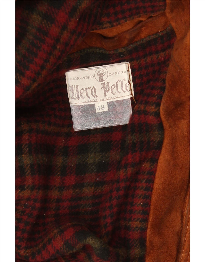 Vintage Mens Leather Jacket IT 48 Medium Brown Leather