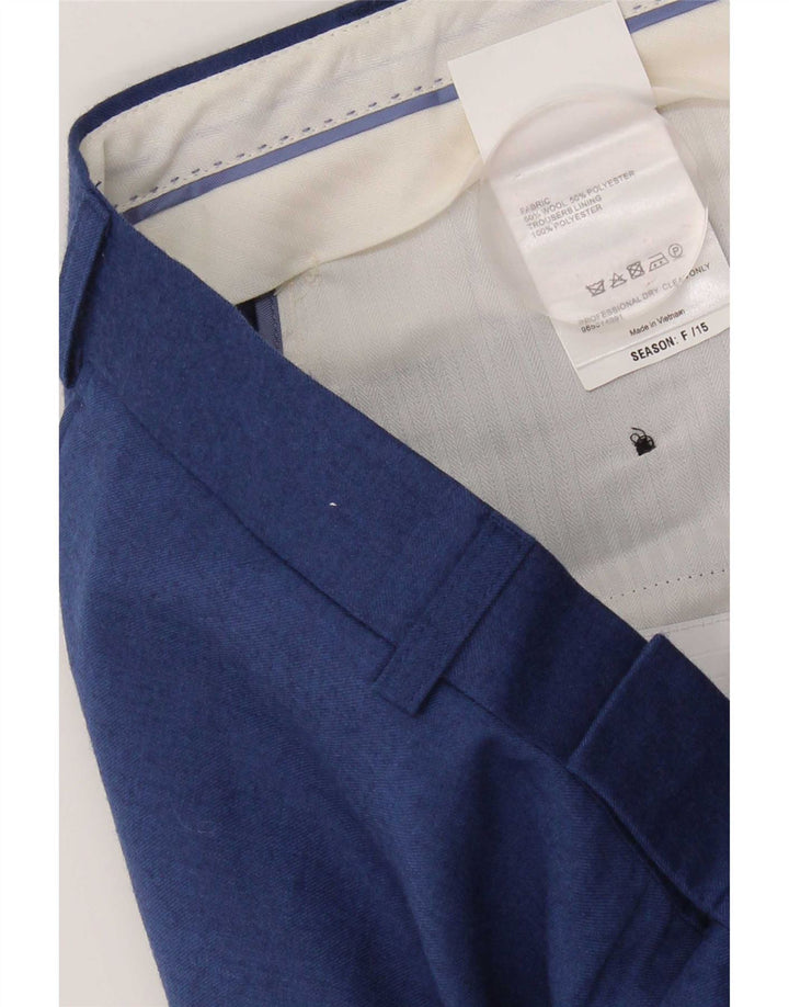 French Connection Mens Straight Suit Trousers W36 L31 Blue Wool