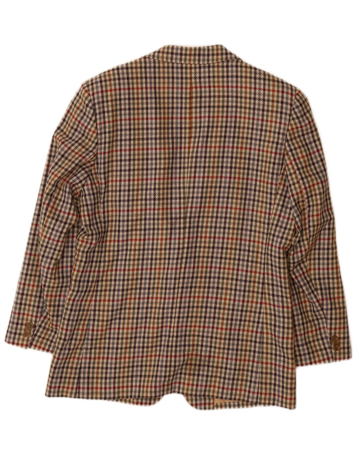 DAKS Chaqueta tipo blazer holgada con 2 botones para mujer UK 10 Small Beige Houndstooth