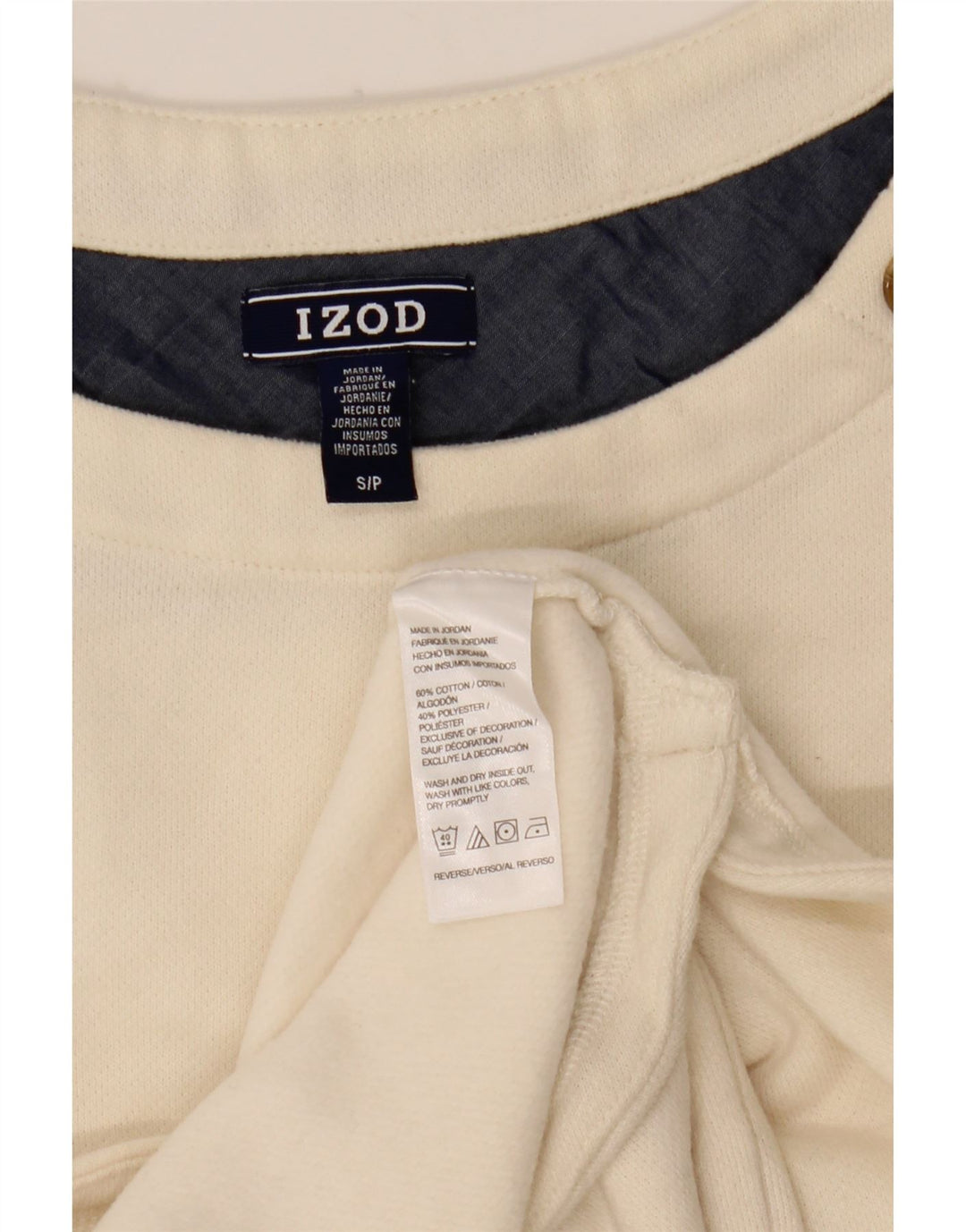 Izod Womens Top Long Sleeve UK 10 Small White Cotton